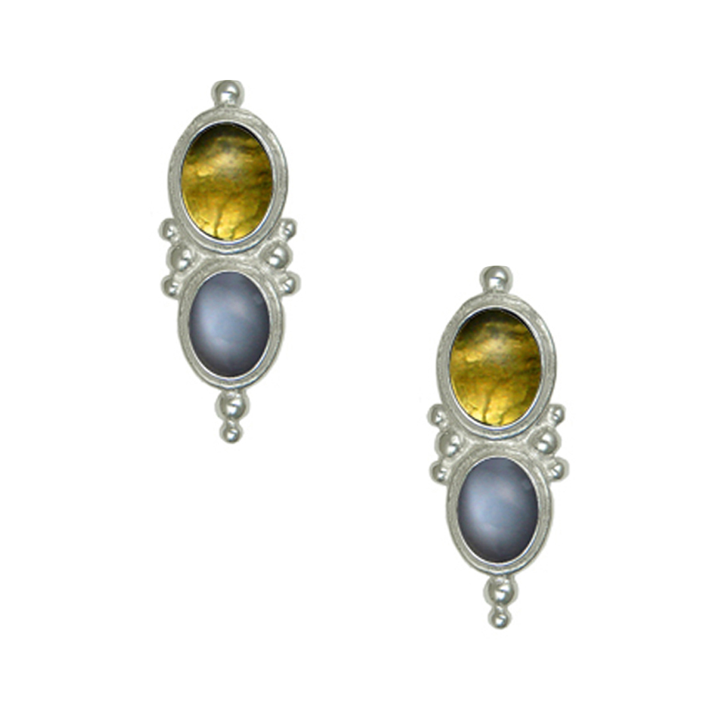 Sterling Silver Drop Dangle Earrings With Citrine